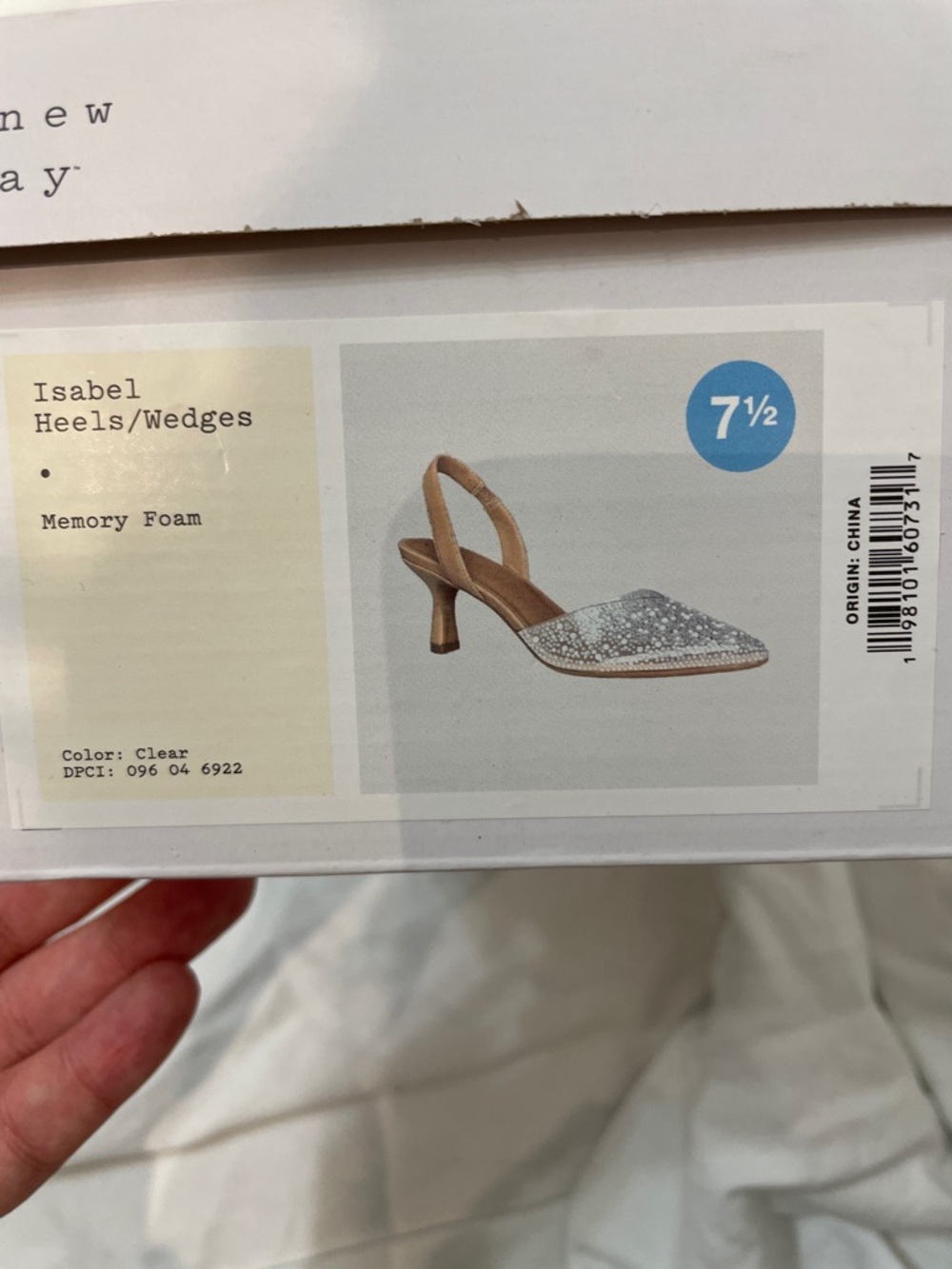 •A NEW DAY• “Isabel” Embellished Slingback Kitten Heels - Clear size 7.5 // NIB - Picture 14 of 16